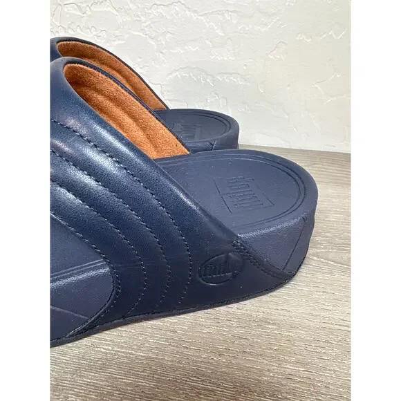FitFlop Walkstar Toe-Post Thong Sandal Leather Upper Midnight Navy US 6.5‎ NIB - Picture 2 of 7